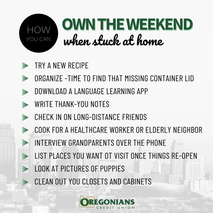 Own the weekend stuck at home ideas